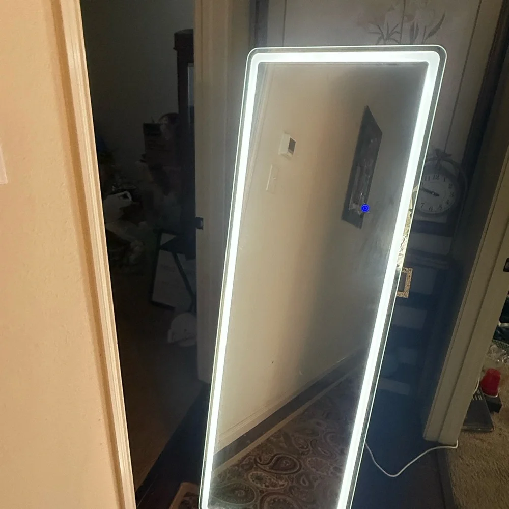 Full-Length Rectangular Mirror with White Frame